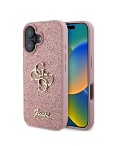 Guess GUHCP16SHG4SGP iPhone 16 6.1" różowy/pink hardcase Fixed Glitter Big 4G