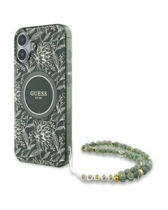 Guess GUHMP16MHCPOFPA iPhone 16 Plus 6.7" zielony/green hardcase IML Flowers Allover Electro With Pearl Strap MagSafe