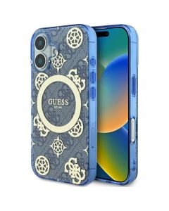 Guess GUHMP16SH4PYEEB iPhone 16 6.1" niebieski/blue hardcase IML Peony On 4G Background MagSafe