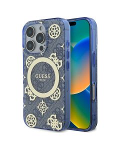 Guess GUHMP16LH4PYEEB iPhone 16 Pro 6.3" niebieski/blue hardcase IML Peony On 4G Background MagSafe