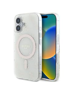 Guess GUHMP16SH4DTEH iPhone 16 6.1" biały/white hardcase IML 4G Background MagSafe