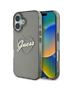 Etui Guess do iPhone 16 6.1" czarny hardcase IML Heart