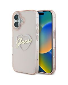 Guess GUHCP16SHCHGSPP iPhone 16 6.1" różowy/pink hardcase IML Heart