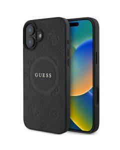 Guess GUHMP16SPSAPSMEK iPhone 16 6.1" czarny/black hardcase Saffiano Peony Classic Logo MagSafe