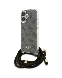 Guess GUHCP16SHC4SEW iPhone 16 6.1"  brązowy/brown hardcase Crossbody Cord 4G Print