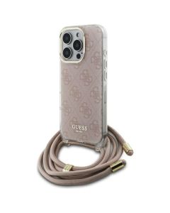 Guess GUHCP16LHC4SEP iPhone 16 Pro 6.3"  różowy/pink hardcase Crossbody Cord 4G Print