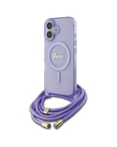 Guess GUHMP16SHCTSGNSU iPhone 16 6.1"  fioletowy/purple hardcase Crossbody Cord Script MagSafe