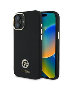 Guess GUHCP16SM4DGPK iPhone 16 6.1"  czarny/black hardcase Silicone Logo Strass 4G