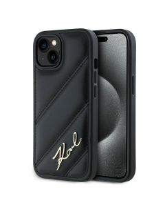 Karl Lagerfeld KLHCP13MPQDSMGK iPhone 13 6.1" czarny/black hardcase Diagonal Quilted Script