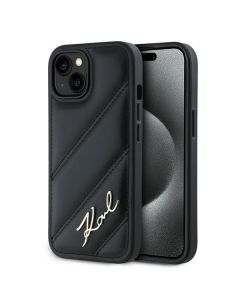 Karl Lagerfeld KLHCP15MPQDSMGK iPhone 15 Plus / 14 Plus 6.7" czarny/black hardcase Diagonal Quilted Script