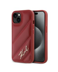Karl Lagerfeld KLHCP15SPQDSMGR iPhone 15 / 14 / 13 6.1" czerwony/red hardcase Diagonal Quilted Script
