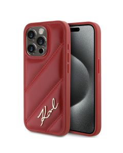Karl Lagerfeld KLHCP15LPQDSMGR iPhone 15 Pro 6.1" czerwony/red hardcase Diagonal Quilted Script