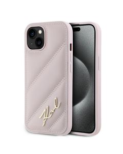 Karl Lagerfeld KLHCP14SPQDSMGP iPhone 14 / 15 / 13 6.1" różowy/pink hardcase Diagonal Quilted Script