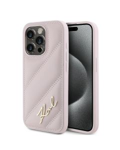 Karl Lagerfeld KLHCP15XPQDSMGP iPhone 15 Pro Max 6.7" różowy/pink hardcase Diagonal Quilted Script