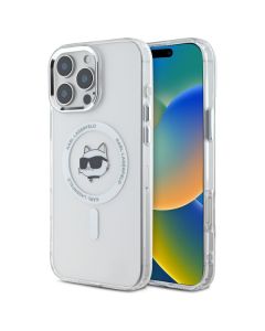 Karl Lagerfeld KLHMP16LHLSCHH iPhone 16 Pro 6.3" biały/white hardcase IML Metal Choupette Head MagSafe