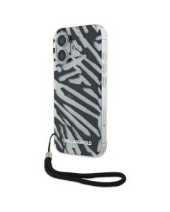 Karl Lagerfeld KLHCP16SHZBPKCCK iPhone 16 6.1" czarny/black hardcase IML Zebra Pattern & Cord