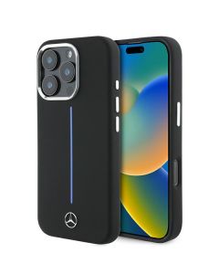 Mercedes MEHMP16X23SUMBK iPhone 16 Pro Max 6.9" czarny/black hardcase Silicone Blue Stripe MagSafe