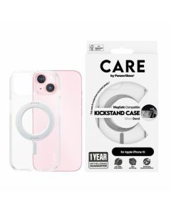 CARE by PanzerGlass Kickstand Case iPhone 15 6,1" MagSafe srebrny/silver 1413