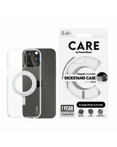 CARE by PanzerGlass Kickstand Case iPhone 15 Pro Max 6,7" MagSafe srebrny/silver 1415
