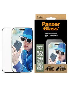 PanzerGlass Screen Protector Aluminum Frame iPhone 16 Pro 6.3" Ultra-Wide Fit 2850