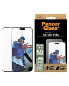 PanzerGlass Screen Protector Aluminum Frame iPhone 16 Pro Max 6.9" Ultra-Wide Fit 2852