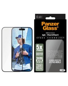 PanzerGlass Ceramic Screen Protector iPhone 16 / 15  6.1" Ultra-Wide Fit 2853