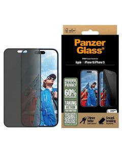 PanzerGlass Privacy Screen Protector iPhone 16 / 15 6.1" Ultra-Wide Fit P2861