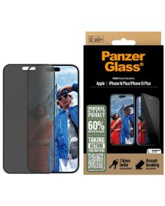 PanzerGlass Privacy Screen Protector iPhone 16 Plus / 15 Plus 6.7" Ultra-Wide Fit P2863