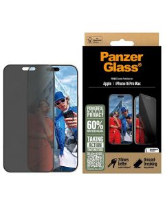 PanzerGlass Privacy Screen Protector iPhone 16 Pro Max 6.9" Ultra-Wide Fit P2864