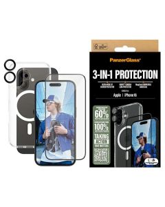 Zestaw PanzerGlass Bundle 3in1 iPhone 16 6.1" D3O Hardcase + Screen Protector UWF+ Lens B1291+2861+1283