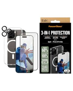 Zestaw PanzerGlass Bundle 3in1 iPhone 16 Pro Max 6.9" D3O Hardcase + Screen Protector UWF+ Lens B1294+2864+1284