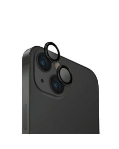 UNIQ Optix Aluminium Camera Lens Protector iPhone 15 6.1" / 15 Plus 6.7" midnight black szkło na obiektyw aparatu z aplikatorem