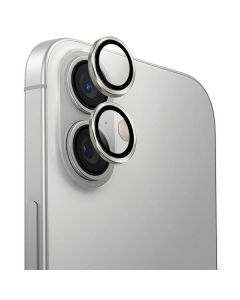 UNIQ Optix Aluminium Camera Lens Protector iPhone 16 6.1" / 16 Plus 6.7" sterling silver szkło na obiektyw aparatu z aplikatorem