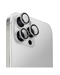 UNIQ Optix Aluminium Camera Lens Protector iPhone 16 Pro 6.3" / 16 Pro Max 6.9" sterling silver szkło na obiektyw aparatu z aplikatorem