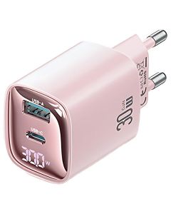 USAMS Ład. siec. CC229 30W GaN USB-C/USB-A Fast Charging XC Series różowy/pink CC229TC03