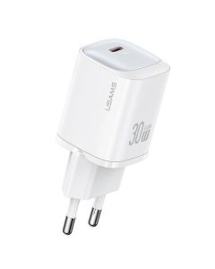 USAMS Ład. siec. CC251 30W GaN USB-C Fast Charging HC Series biały/white CC251TC02
