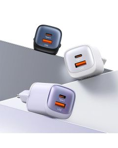 USAMS Ład. siec. CC254 30W GaN USB-C/USB-A Fast Charging HC Series czarny/black CC254TC01