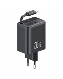 USAMS Ład. siec. 1xUSB-C ze zwijanym kablem USB-C Retractable PD+QC 20W Gan Fast Charging czarny/black YC Series CC233TC01 (US-CC233)