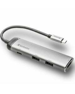 Verbatim Adapter Hub USB-C - USB-C/ 2xUSB-A 3.0/HDMI aluminium/aluminum 49140