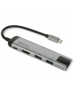 Verbatim Adapter Hub USB-C - USB-C/ 2xUSB-A 3.0/HDMI/Eternet aluminium/aluminum 49141