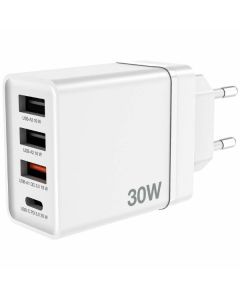 Verbatim Ładowarka sieciowa 30W 3xUSB-A/ USB-C PD 3.0 CHR-30EU2 biały/white 49701