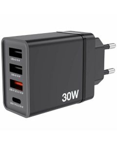 Verbatim Ładowarka sieciowa 30W 3xUSB-A/ USB-C PD 3.0 CHR-30EU2 czarny/black 49700