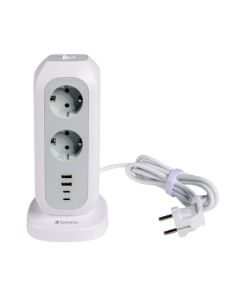 Verbatim Przedłużacz pionowy 15w1 11xAC UE/2xUSB-C/2xUSB-A 2m EUPT-01 biały/white 49547