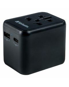 Verbatim Adapter podróżny EU/UK/US 2xUSB-A/USB-C PD 20W UTA-02 czarny/black 49544