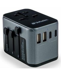 Verbatim Adapter podróżny EU/UK/US 2xUSB-A/2xUSB-C PD 30W UTA-03 czarny/black 49545