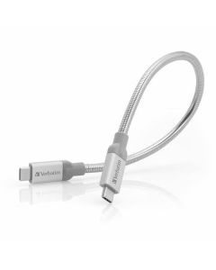 Verbatim Kabel stalowy USB-C/USB-C 3A 30cm srebrny/silver 48867