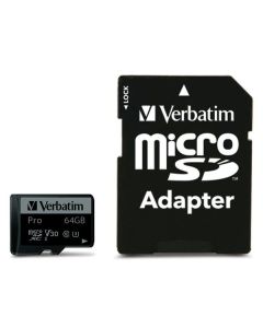 Verbatim Karta microSD 64GB + adapter Pro U3 czarny/black 47042