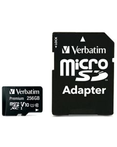 Verbatim Karta microSDXC 256GB V10 + adapter czarny/black 44087
