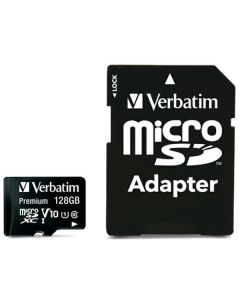 Verbatim Karta microSDXC 128GB V10 + adapter czarny/black 44085