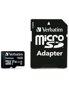 Verbatim Karta microSDHC 16GB V10 + adapter czarny/black 44082